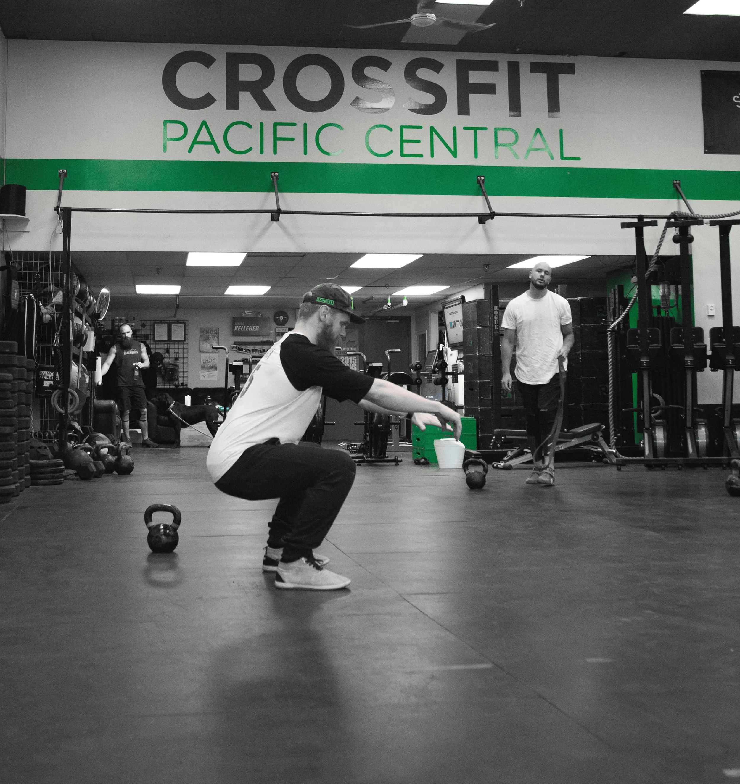 The CrossFit Pacific Central decal came off our wall over a year ago, and the front entrance sign is in the process of being replaced.