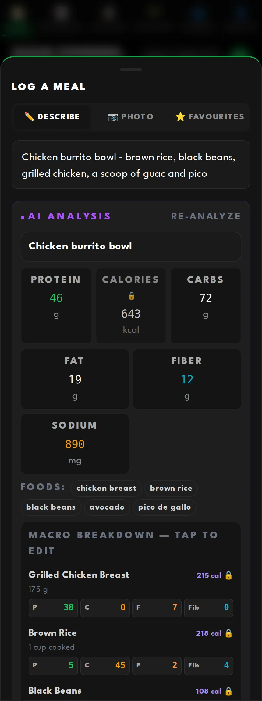 Every item, itemised and editable