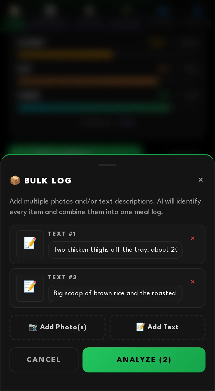 Bulk log, for the plates that need three photos