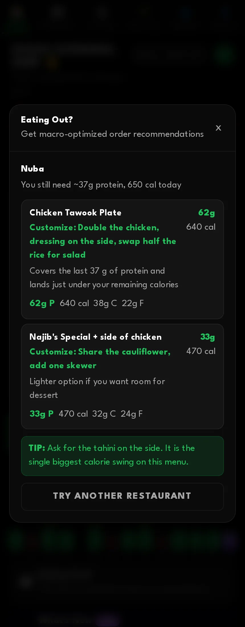 Or it tells you what to order