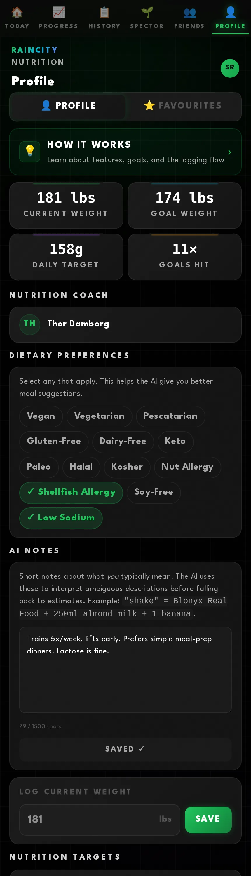Profile, and AI Notes